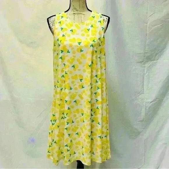 Pappagallo When Life Gives You Lemons Swing Mini Dress SZ Large Yellow White - Picture 3 of 11